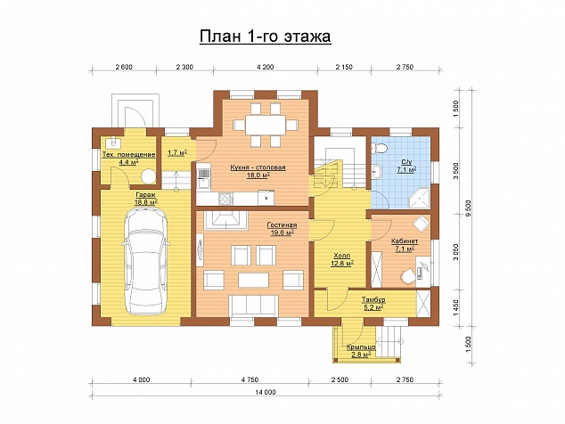 Проект кирпичного дома 190 м2
